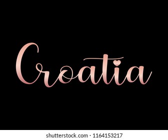 Decorative Croatia Text, Black and Pink Design 