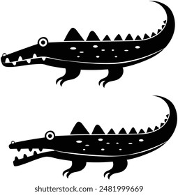 Decorative crocodile in black and white