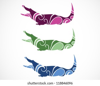 Decorative Crocodile Set on White background