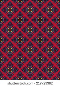 Decorative cross - geometric seamless ornament, tile of fabric decor, Italian background pattern, vector