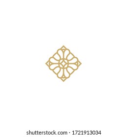 Decorative cross icon, linear design element, vector
