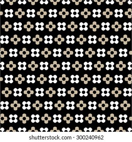 Decorative cross monochrome pattern, dot, polka, seamless vector background.