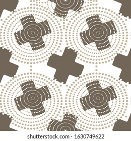 DECORATIVE CROSS IN MONOCHROME PATTERN, SEAMLESS VECTOR BACKGROUND.
