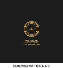 Decorative Crown king queen logo icon badge with circle decorative icon symbol vector design