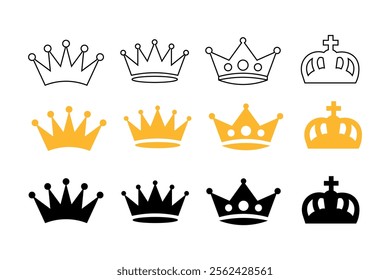 Decorative crown vector illustration sets for festive occasions, golden crown, crown collection, luxury, elegant, premium, majestic, decorative, crownlike, imagery, ornate, prestigious, affinity