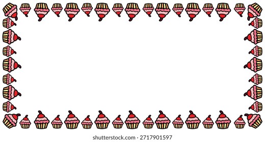 Decorative Cupcake Border Frame For Festive Invitations And Graphics