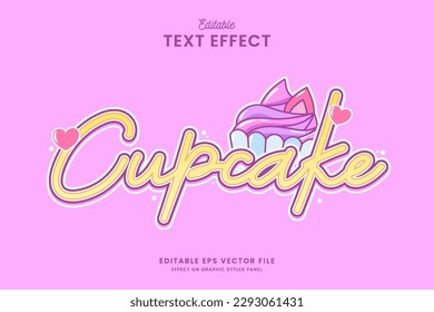 decorative cupcake editable text effect vector design