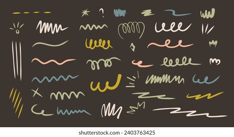 decorative Curl Line Doodle Hand Drawn. swirls and flourishes doodle set collection. isolated Simple vintage elements