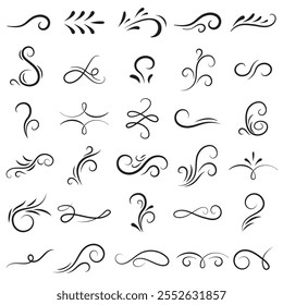 Decorative Curls isolated on white. Vector decor elements.