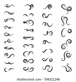 Decorative curls and scrolls set. Designers swirl collection. Hand drawn design elements. Elegant swirl vector illustration. 