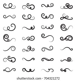 Decorative curls and scrolls set. Designers swirl collection. Hand drawn design elements. Elegant swirl vector illustration. 