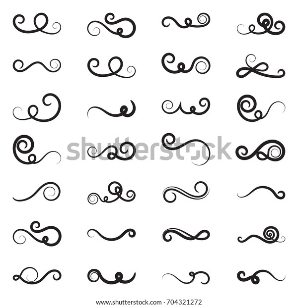 Decorative curls and scrolls set. Designers swirl
collection. Hand drawn design elements. Elegant swirl vector
illustration. 