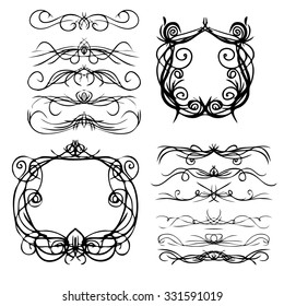 decorative curls and swirls designers collection hand drawn illustration line classic white nails group hand traditional abstract edge pile culture drawn elegant ornate fancy beauty set silhouette vin