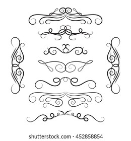 Decorative curls and swirls set, vector design elements