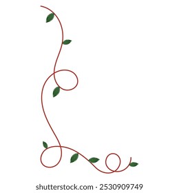 Vid roja rizada decorativa con hojas verdes Pequeñas, Vector