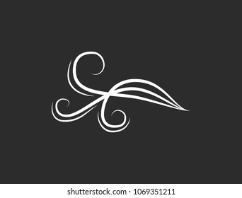 Decorative curly shape swirl, wave. Filigree element. Page decoration, card Vector illustration