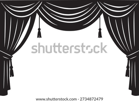 Decorative Curtain Silhouette Vector Illustration for Theater Stage Window and Interior Design