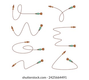 símbolos decorativos y curvos flechas ilustración vectorial