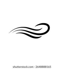 Decorative Curved Line Element in Black for Wind, Energy, and Abstract Motion Graphics