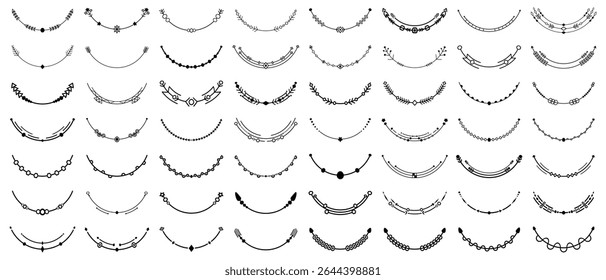 Decorative curved lines element set. Vector illustration.