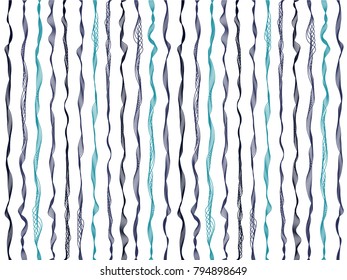 Decorative curved stripes vertical lines vector shirt pattern. Thin intersecting and parallel curve lines, wavy ribbons clothing textile pattern.  Wavy stripes ripple silk fabric texture cloth design.