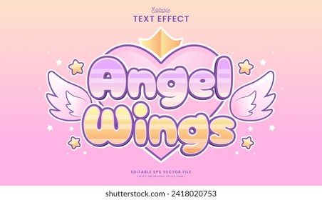 decorative cute angel wings editable text effect vector design