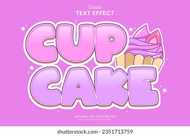 decorative cute cupcake editable text effect vector design