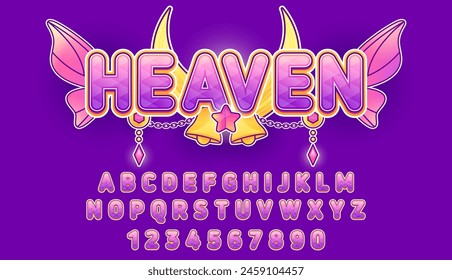 decorative cute heaven moon editable text effect vector design