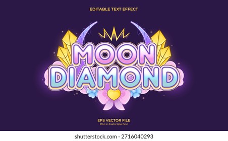 decorative cute moon diamond editable text effect design