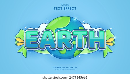 decorative cute planet earth editable text effect vector design