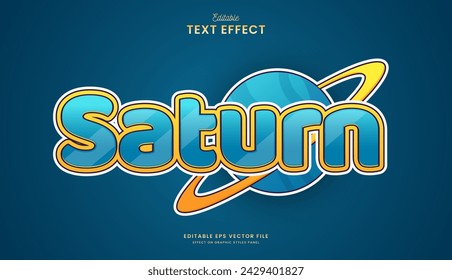 decorative cute planet saturn editable text effect vector design