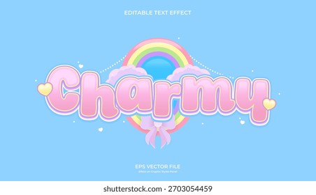 Diseño de efecto de texto editable lindo arco iris decorativo