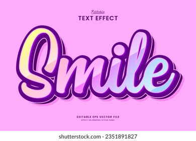 decorative cute rainbow smile editable text effect vector design