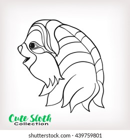 Decorative cute sloch. Outline vector illustration