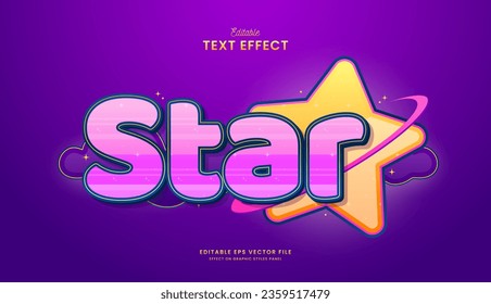 decorative cute star editable text effect vector design