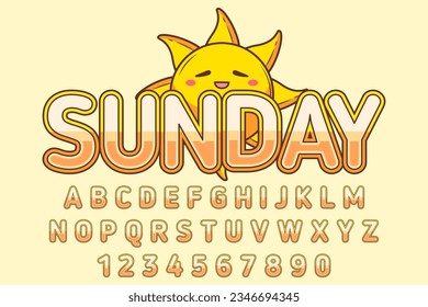 decorative cute sun editable text effect vector design