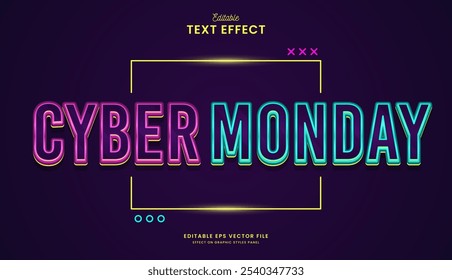 Diseño de efecto de texto editable de Cyber Monday decorativo