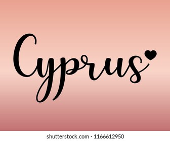 Decorative Cyprus Text, Black and Pink Design