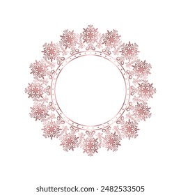 Decorative damask round frame, Classic element for design in Eastern style, Elegant place for text, Luxury Floral rose gold border, Lace illustration for invitations and greeting cards