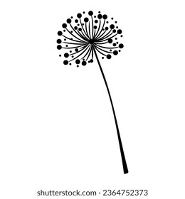 Decorative dandelion sketch. Hand drawn ink flower