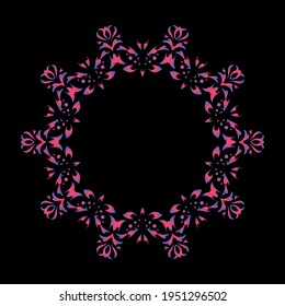 Decorative dark background with circular pattern. Card template design. Vector illustration.