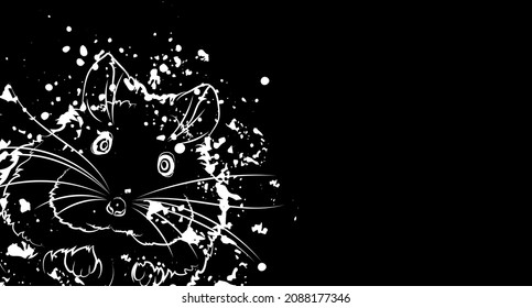 El fondo oscuro y decorativo con un bonito hamster y manchas. Diseño de plantilla de tarjeta. Ilustración vectorial.
