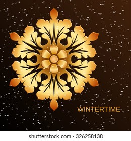 Decorative dark background with golden snowflake