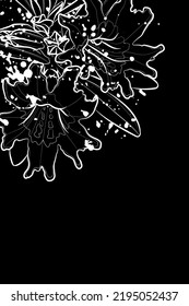 Decorative dark background with monkey flowers. Card template design. Vector illustration.