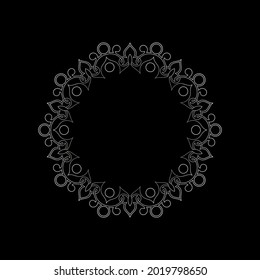 Fondo oscuro decorativo con un patrón circular ornamental. Diseño de plantilla de tarjeta. Ilustración vectorial.