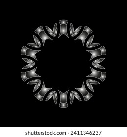 Decorative dark background with ornamental circular pattern. Card template design. Vector illustration.
