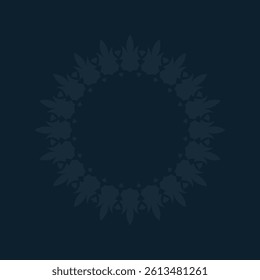 Decorative dark background with ornamental circular pattern. Card template design. Vector illustration.