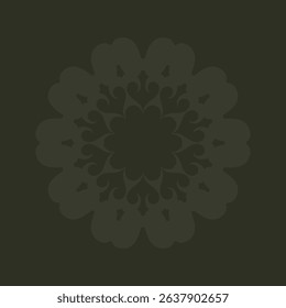 Decorative dark background with ornamental circular pattern. Card template design. Vector illustration.
