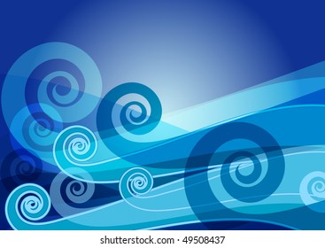 Decorative dark blue card with waves (EPS 10 vector)