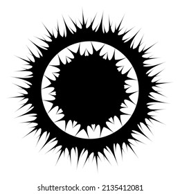 Decorative dark circle in the form of a snowflake on a white background, design element